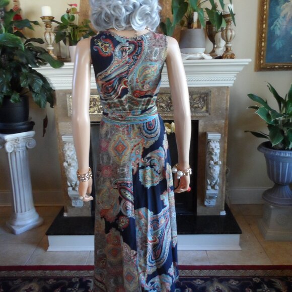 Scalan Theodore 100% Silk Blue Multi Jumpsuit w/Front Wrap Detail Size US 4 - Picture 12 of 16